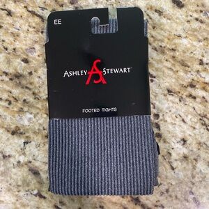NWT Ashley Stewart Ribbed Footed Tights Hosiery Size EE 26 28